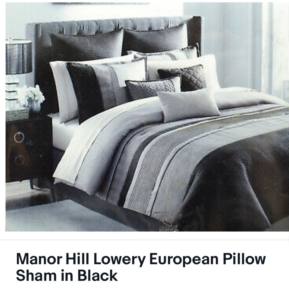 Two (2) Manor Hill Black Euro Pillow 26" x 26" NWT